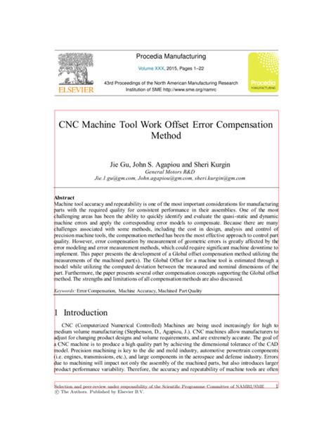 CNC machine tool work offset error compensation method 